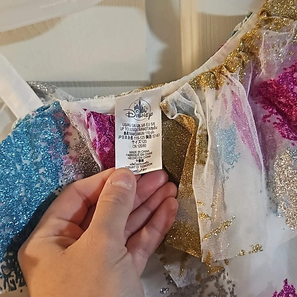 *FINAL* DISNEY POCAHONTAS COLORS OF THE WIND GLITTER DRESS: NEW WITH TAGS:SZ 5/6_2